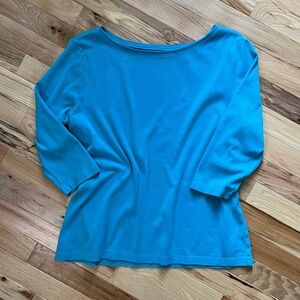 Talbots Light Blue Jersey Knit 3/4 Sleeve Shirt